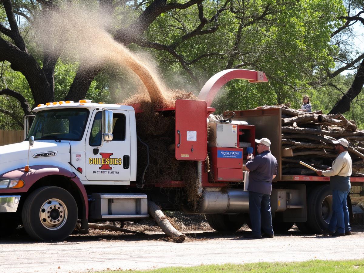 Wood chipper processing branches