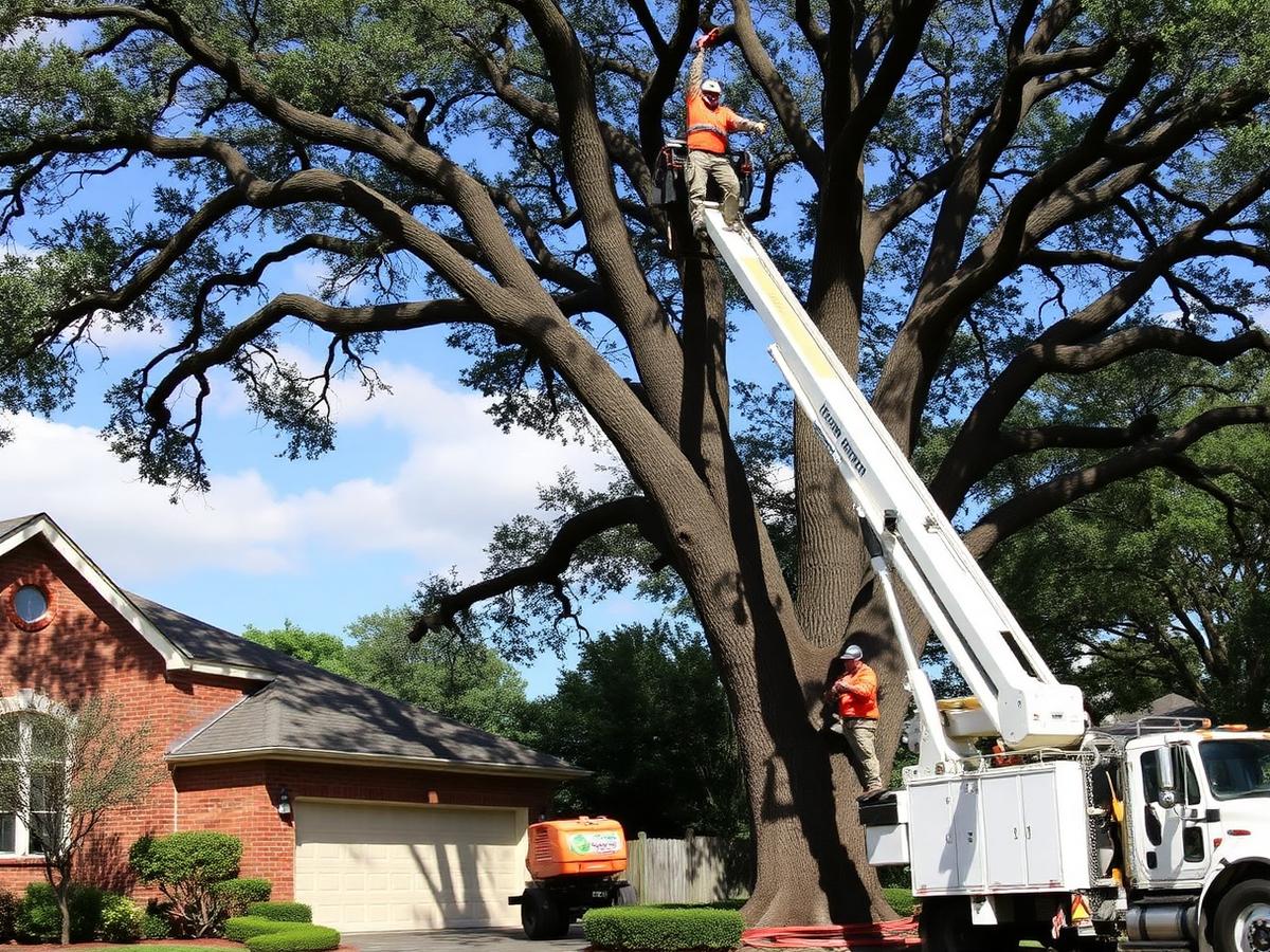 Tree removal with bucket truck